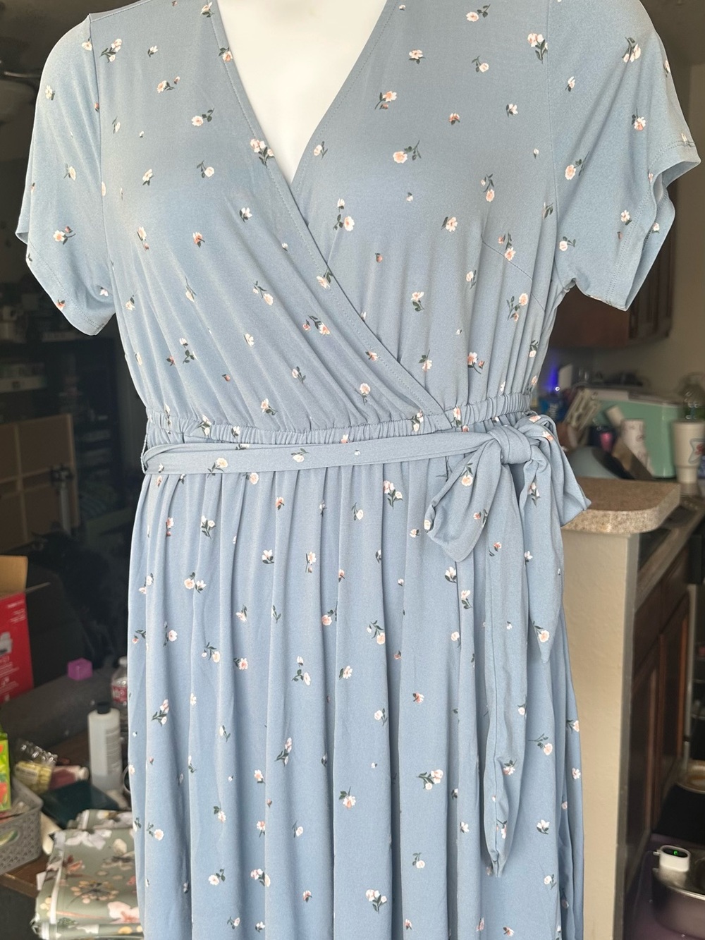 torrid Light Blue Floral Wrap Maxi Dress with Tie
